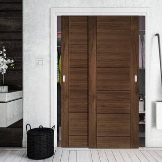 Image: Two Sliding Maximal Wardrobe Doors & Frame Kit - Seville Prefinished Walnut Door