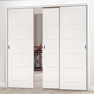 Image: Three Sliding Maximal Wardrobe Doors & Frame Kit - Seville White Primed Flush Door