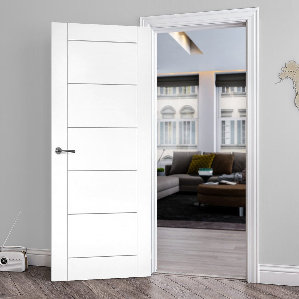 Bespoke Seville White Primed Flush Fire Internal Door - 1/2 Hour Fire Rated