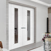 Seville White Primed Internal Door Pair - Clear Glass