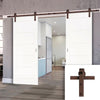 Double Sliding Door & Straight Antique Rust Track - Seville White Primed Flush Door