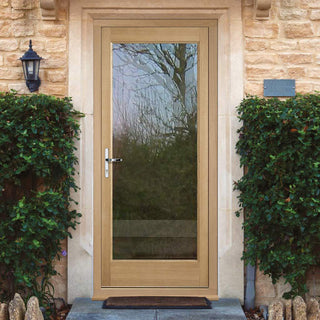 Image: External Shaker 1L Oak Front Door and Frame Set - Clear Double Glazing