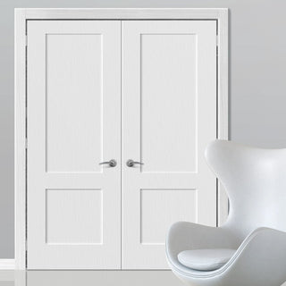 Image: Shaker 2 Panel Lightly Grained PVC Door Pair