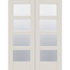 White Primed Shaker Door Pair - Clear Glass