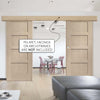 Bespoke Thruslide Surface Shaker Oak 4 Panel - Sliding Double Door and Track Kit - Prefinished