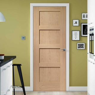 Image: Simpli Fire Door Set - Shaker Oak 4 Panel Door - Prefinished