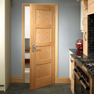 Image: Shaker style four panel oak veneer interior door