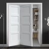 Two Folding Doors & Frame Kit - Shaker 4 Panel 2+0 - White Primed