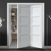 Two Folding Doors & Frame Kit - Shaker 4 Panel 2+0 - White Primed