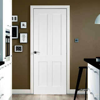 Image: Fire Proof Victorian Shaker 4 Panel Fire Door - 1/2 Hour Fire Rated - White Primed
