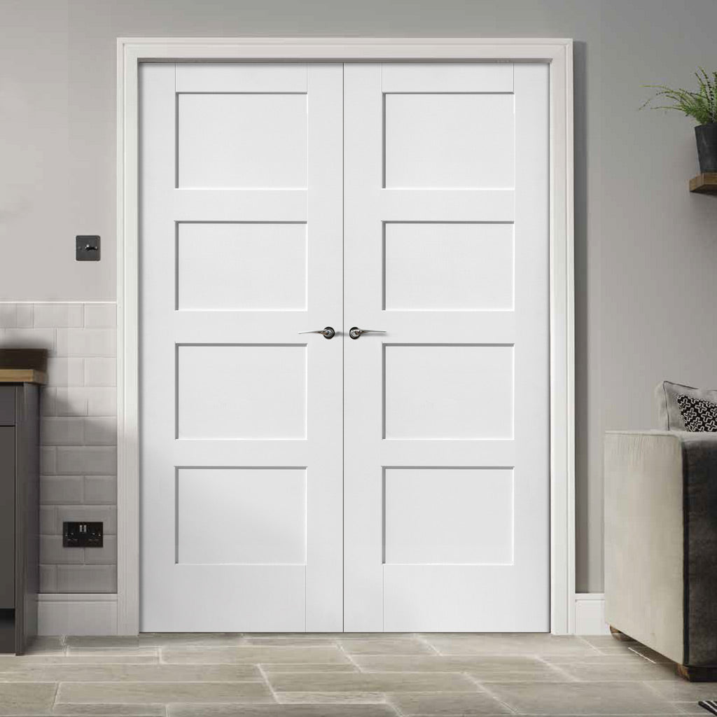 Shaker 4P Door Pair - White Primed