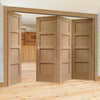 Four Folding Doors & Frame Kit - Shaker Oak 4 Panel Solid 3+1 - Unfinished