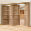 Four Folding Doors & Frame Kit - Shaker Oak 4 Panel Solid 3+1 - Unfinished