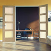Prefinished Shaker Oak 4 Pane Door Pair - Obscure Glass - Choose Your Colour