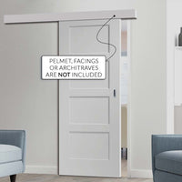 Single Sliding Door & Wall Track - Shaker 4P Door - White Primed