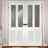 Simpli Double Door Set - Malton Shaker Door - Clear Glass - White Primed