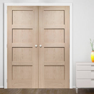 Image: Prefinished Shaker Oak 4 Panel Door Pair - Choose Your Colour