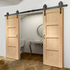 Double Sliding Door & Track - Shaker Oak 4 Panel Doors - Prefinished
