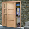 Minimalist Wardrobe Door & Frame Kit - Two Shaker Oak 4 Panel Solid Doors - Unfinished