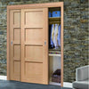 Bespoke Thruslide Shaker Oak 4 Panel 2 Door Wardrobe and Frame Kit - Prefinished