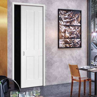 Image: Bespoke Victorian Shaker 4P White Primed Single Pocket Door