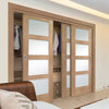 Minimalist Wardrobe Door & Frame Kit - Three Shaker Oak 4 Pane Door - Obscure Glass - Prefinished