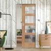 Bespoke Shaker Oak 4L Glazed Single Frameless Pocket Door - Prefinished