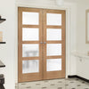 Shaker Oak 4 Pane Internal Door Pair - Obscure Glass - Prefinished