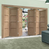 Six Folding Doors & Frame Kit - Shaker Oak 4 Panel 3+3 - Prefinished