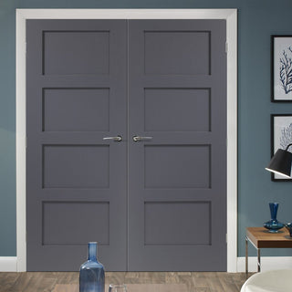 Image: Prefinished Shaker 4 Panel Door Pair - Choose Your Colour