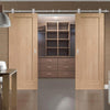 Sirius Tubular Stainless Steel Sliding Track & Pattern 10 Oak 1 Panel Double Door - Prefinished