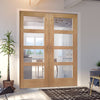Shaker Oak 4 Pane Internal Door Pair - Clear Glass - Prefinished