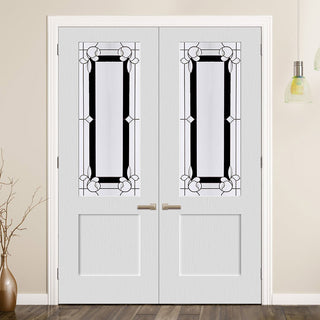 Image: Shaker Internal PVC Door Pair - Glenrothes Bevel and Leadwork Glass