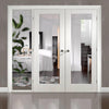 ThruEasi White Room Divider - Pattern 10 Clear Glass Primed Door Pair with Full Glass Side