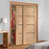 Bespoke Thruslide Shaker Oak 4 Panel 2 Door Wardrobe and Frame Kit