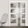 Shaker 4 Pane Double Evokit Pocket Doors - Clear Glass - Primed