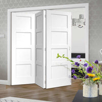 Three Folding Doors & Frame Kit - Shaker 4P 3+0 - White Primed