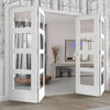 Four Folding Doors & Frame Kit - Shaker 4 Pane 2+2 - Clear Glass - White Primed