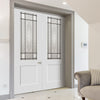 Shaker Lightly Grained Internal PVC Door Pair - Sandblasted Class with Victorian Design
