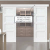 Double Sliding Door & Wall Track - Shaker Doors - White Primed