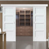 Double Sliding Door & Wall Track - Shaker Doors - White Primed