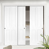 Pass-Easi Three Sliding Doors and Frame Kit - Victorian Shaker 4 Panel Door - White Primed