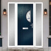 Cottage Style Shelby 1 Composite Front Door Set with Double Side Screen - Hnd Kupang Blue Glass - Shown in Blue