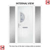 Cottage Style Shelby 1 Composite Front Door Set with Double Side Screen - Hnd Kupang Blue Glass - Shown in Blue