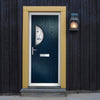 Cottage Style Shelby 1 Composite Front Door Set with Hnd Kupang Blue Glass - Shown in Blue