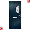 Cottage Style Shelby 1 Composite Front Door Set with Hnd Kupang Blue Glass - Shown in Blue
