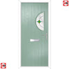 Cottage Style Shelby 1 Composite Front Door Set with Hnd Laptev Green Glass - Shown in Chartwell Green
