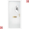 Cottage Style Shelby 1 Composite Front Door Set with Hnd Diamond Black Glass - Shown in White