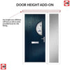 Cottage Style Shelby 1 Composite Front Door Set with Single Side Screen - Hnd Kupang Blue Glass - Shown in Blue