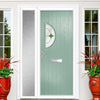 Cottage Style Shelby 1 Composite Front Door Set with Single Side Screen - Hnd Laptev Green Glass - Shown in Chartwell Green
